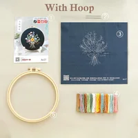 Flower Embroidery Starter Kit DIY Cross Stitch Set for Beginner Wreath Printed Sewing Art Craft Painting Home Decor Needle Art 2