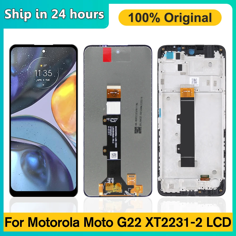 6.5 "Originale Per Motorola Moto G22 Display Lcd Touch Screen Sensor Digitziter Assembly Sostituzione Per Schermo Moto G22 Xt2231-2