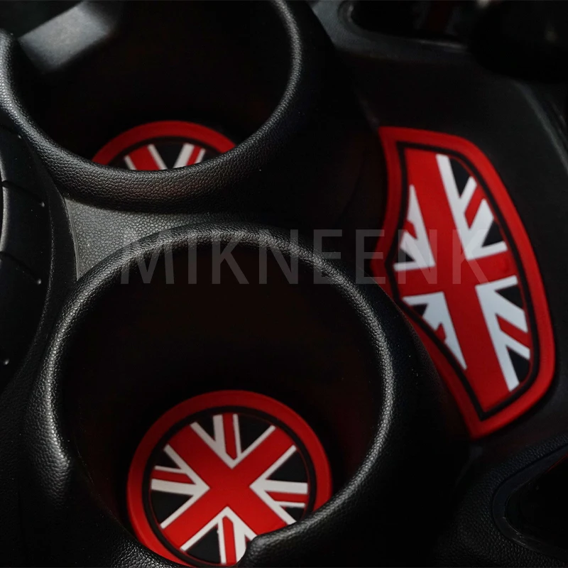 그레이 유니온 잭 자동차 컵 홀더 코스터 미니 쿠퍼 Clubman F54 F55 F56 F60 Countryman 인테리어 장식 용 미끄럼 방지 패드 매트
