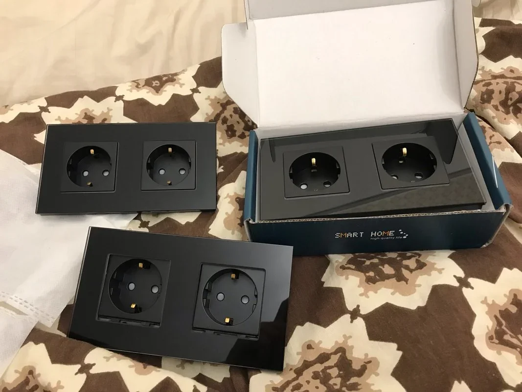 Bingoelec EU Standard Black Sockets and Switches with Crystal Glass Panel Sensor Switch with Socket Home Improvement 2 Bingoelec EU Standard Black Sockets and Switches with Crystal Glass Panel Sensor Switch with Socket Home Improvement - Image 2