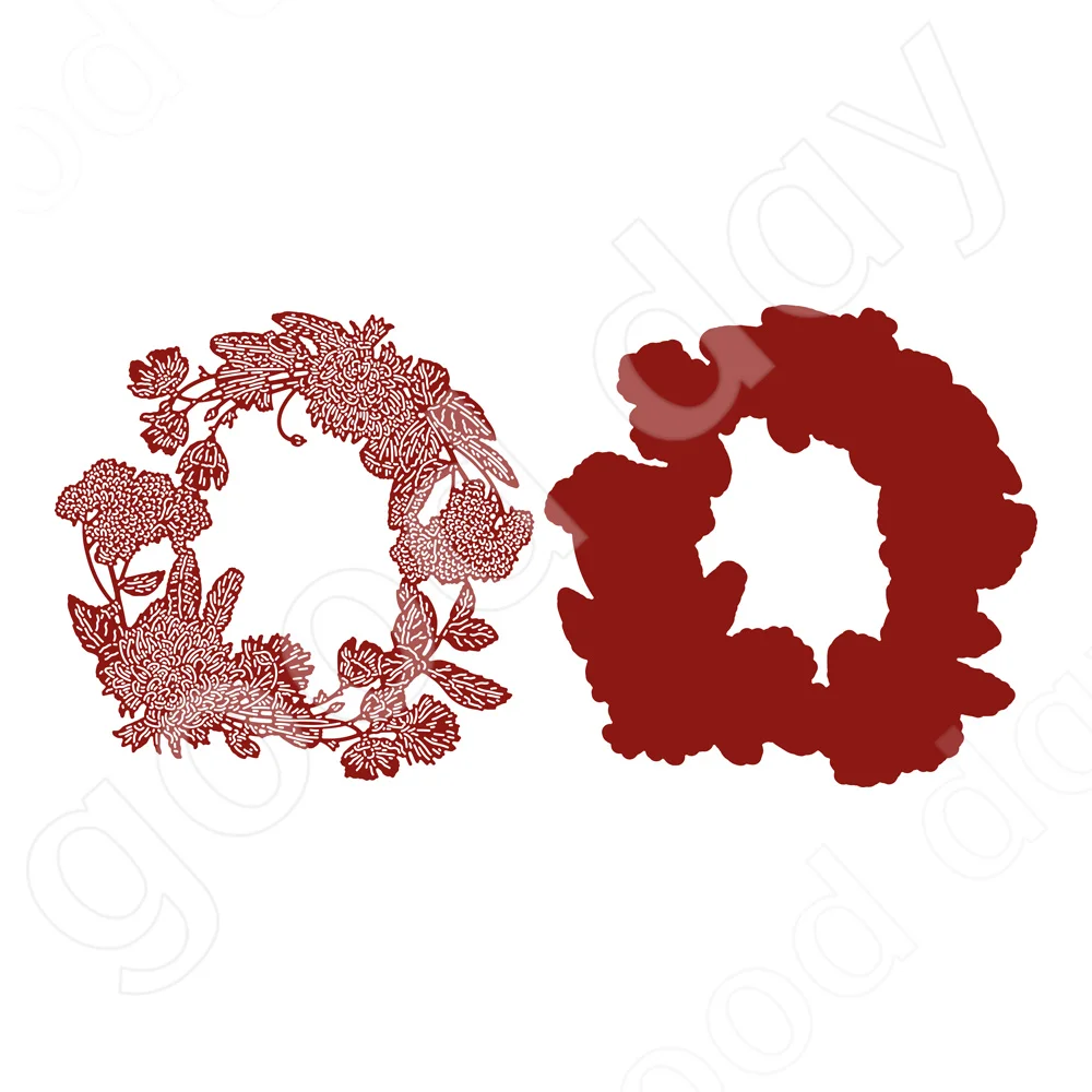 

2023 New Wildflower Wreath Metal Cutting Dies Scrapbook Diary Decoration Embossing Template Diy Greeting Card Handmade Hot Sale