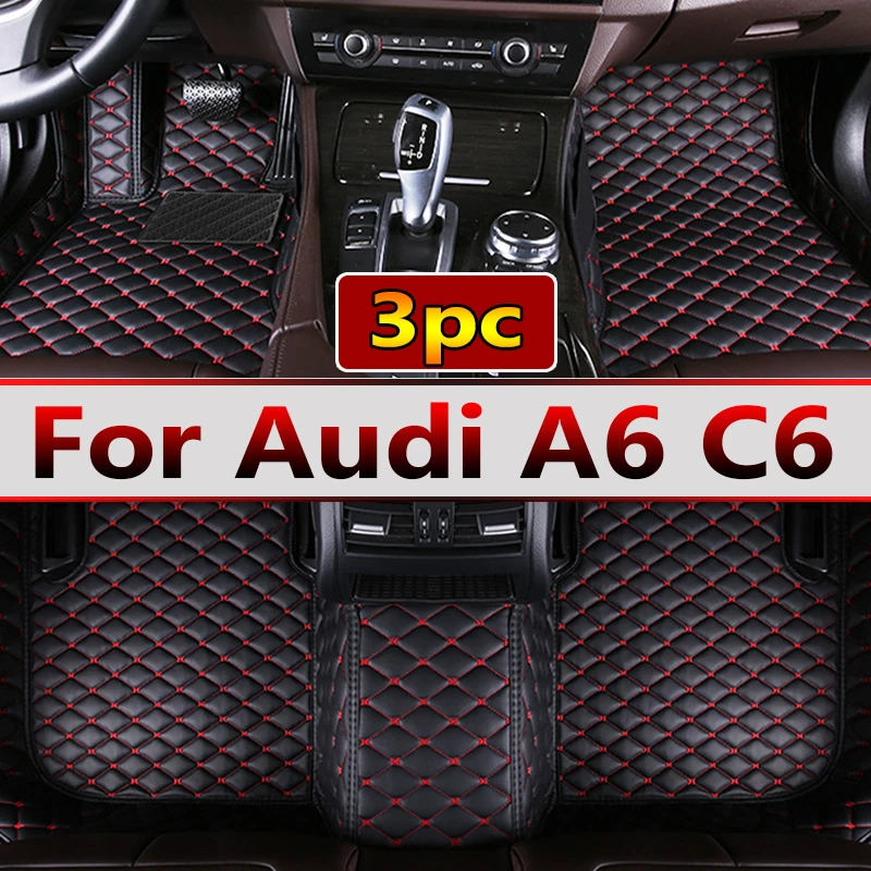 

Car Floor Mats For Audi A6 C6 4F 2004~2011 Carpet Luxury Leather Mat Full Set Durable Rug Auto Interior Parts Car Accessories