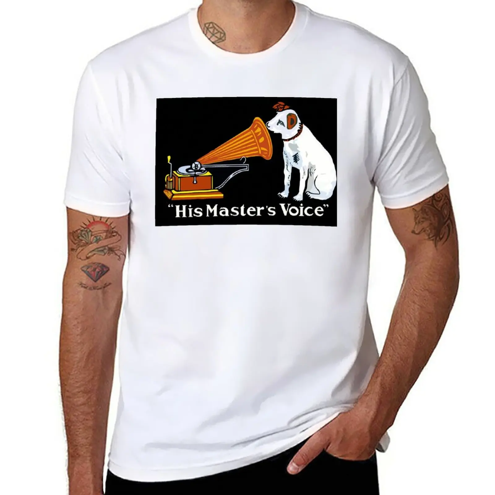 Voce Del Suo Maestro, Tronchese Il Cane T-Shirt Asciugatura Rapida Top Vintage Abbigliamento Hippie Abbigliamento Uomo