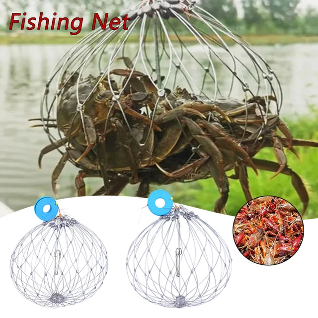 Fishing Crab Trap Net Automatic Open Closing Wire Fish Crab Cage Steel Wire  Collapsible Outdoor Fishing Accessories