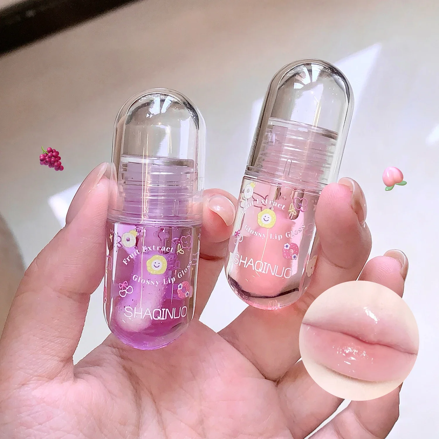 Moisturizing Fruit Lip Oil Transparent Jelly Water Light Lip Gloss Korean Sexy Clear Lips Tint Plumping Korean Care Makeup