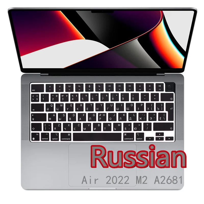 Cover Russa Per Macbook Air 2022 M2 A2681 Cover Per Tastiera Russa Usa Eu In Silicone Per Macbook Air 13 2022 A2681 Skin