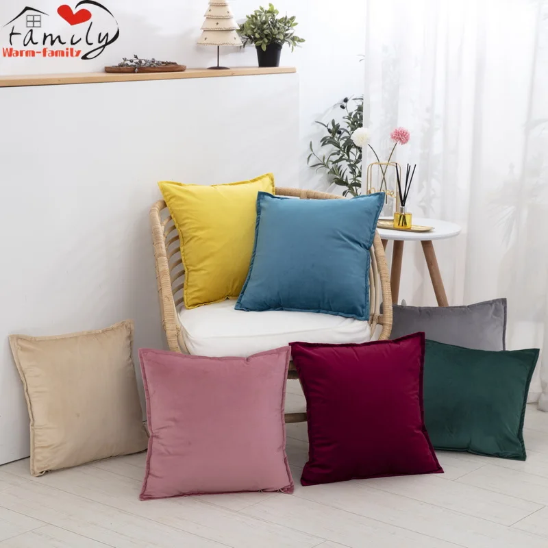 

Cushion Cover Plush Pillow Cover for Sofa Living Room Solid Color Housse De Coussin 45*45 Decorative Pillows Nordic Home Decor