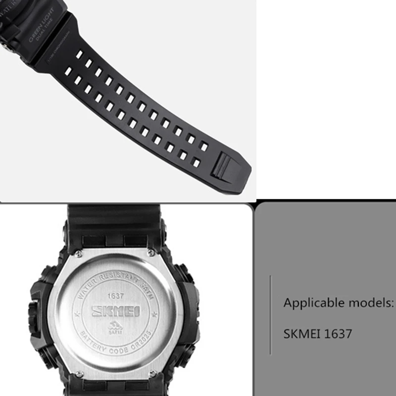 Skmei 1637 플라스틱 팔찌 조정 가능한 교체에 대 한 PU 가죽 시계 스트랩 밴드 스포츠 시계 액세서리