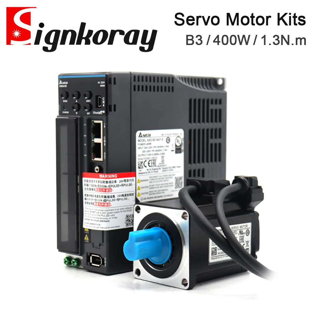 

SignkoRay Delta Servo Motor Kits B3 Series 400W 1.3N.m 3000RPM ASD-B3-0421-E + ECM-B3M-C20604RS1