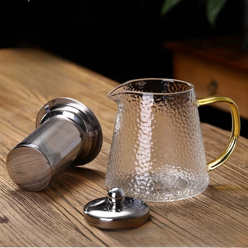 Thick glass teapot transparent large tea pot  tea maker stainless steel filter heat-resistant boiling and tea set Office TeaPot