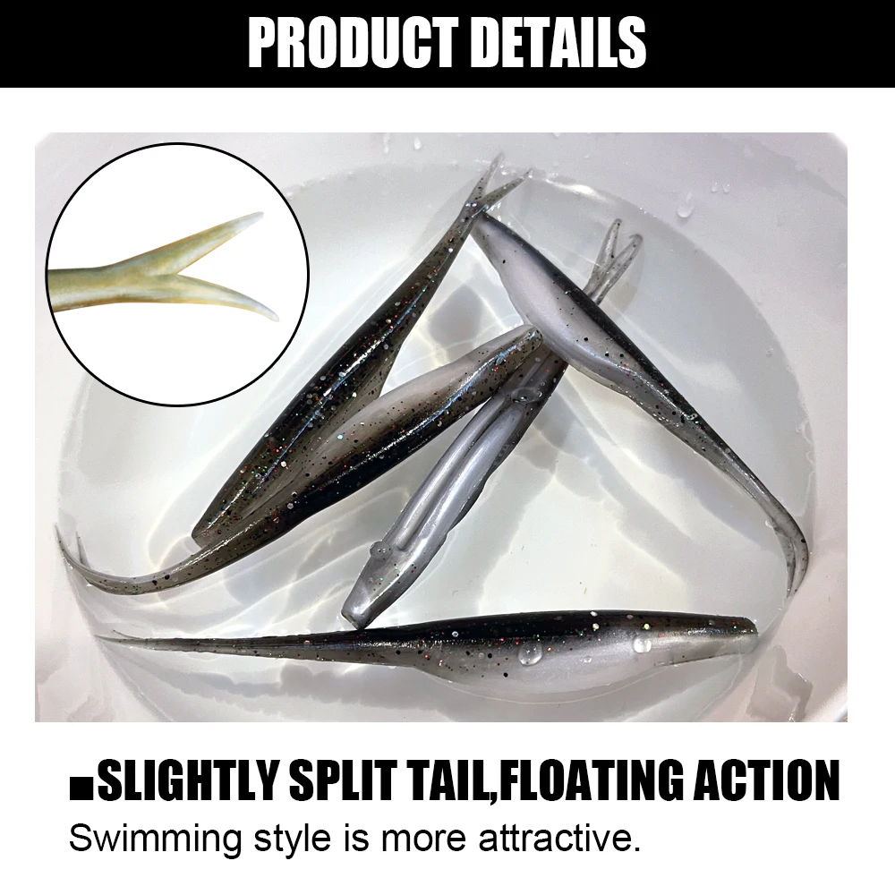 Leurre souple flottant Spinpoler TPR Jerk Shad à queue fourchue pour sandre, brochet, perche et black bass