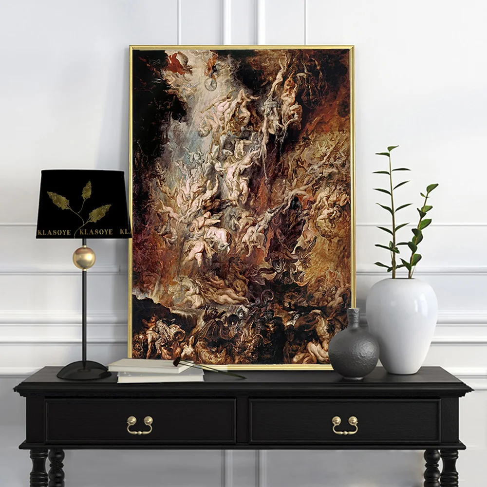 

Peter Paul Rubens Vintage Poster The Fall Of The Damned Canvas Painting Print Day Of Judgment Wall Picture Religious Art Decor