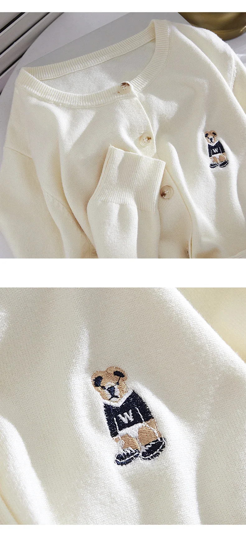 Spring Autumn Women's Knitted Cardigan Korean Single Breasted Long Sleeve Jumper Woman Chic Round Neck Cardigans Outwear