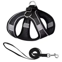 Adjustable Dog Harness and Leash Set for Small Dogs - Comfortable Outdoor Walking Vest for Puppies and Cats (Black)
