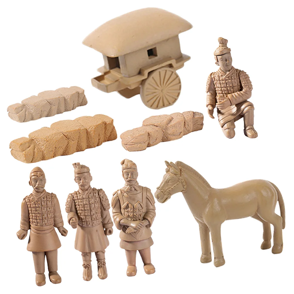 

Mini Terracotta Warriors and Horses Small Ornaments Toys Desktop Commemorative Crafts Home Decoration Plastic Home+decor Pvc