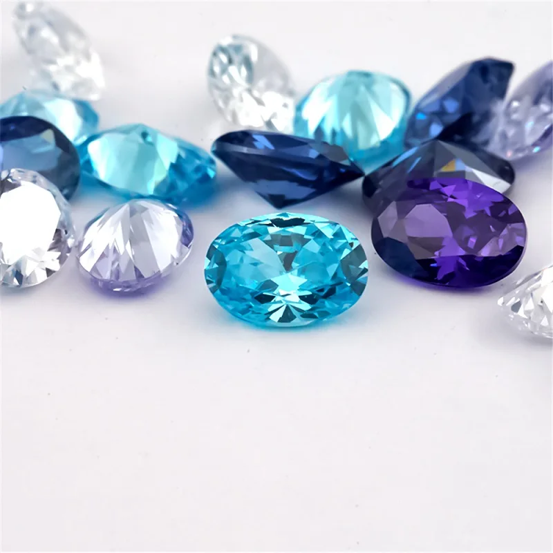 

3x5mm-13x18mm Oval CZ Stones White Lavender Violet Tanzanite SeaBlue Mix 5 Colors Loose Cubic Zirconia for Jewelry Making