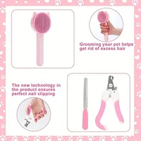 8Pcs Cat Brush Beauty Kit with Pet Nail Clippers and Files Pet Self-Cleaning Kit Flea Comb Pet Shampoo Bath Brush Pet Sheddin 2