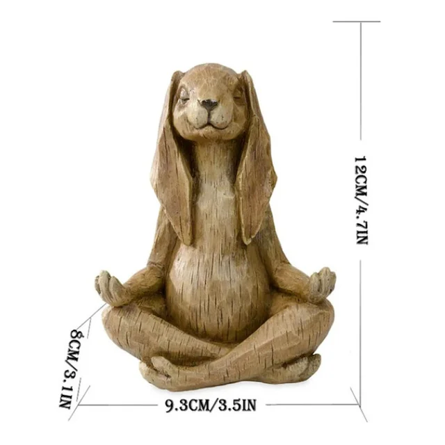Sculpture animale Zen de méditation, bouddhisme, geste de Yoga, Statue de lapin, fontaine de bonsaï, ornement décontracté, décor de jardin pour salon 3