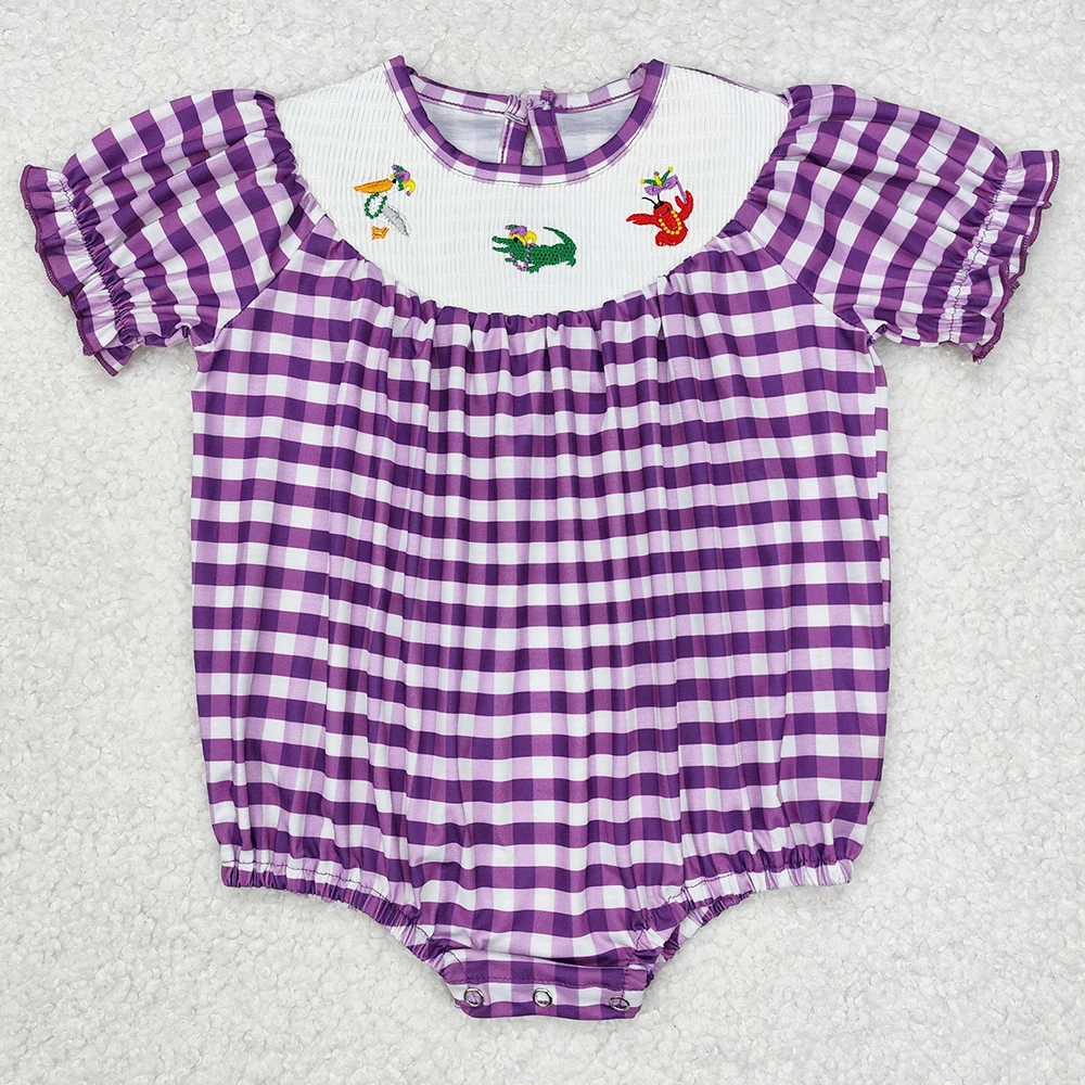 Boutique Baby Infant Girls Rompers Lover Rabbit Easter Short Sleeve Rompers Fashion Toddler Girs Onesie Kid Baby Bubble Rompers 5