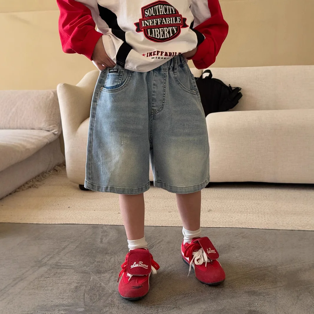 Children Clothes Boys Denim Shorts Summer New Korean Style Loose Casual All Matching Kids Simple Casual Denim Shorts