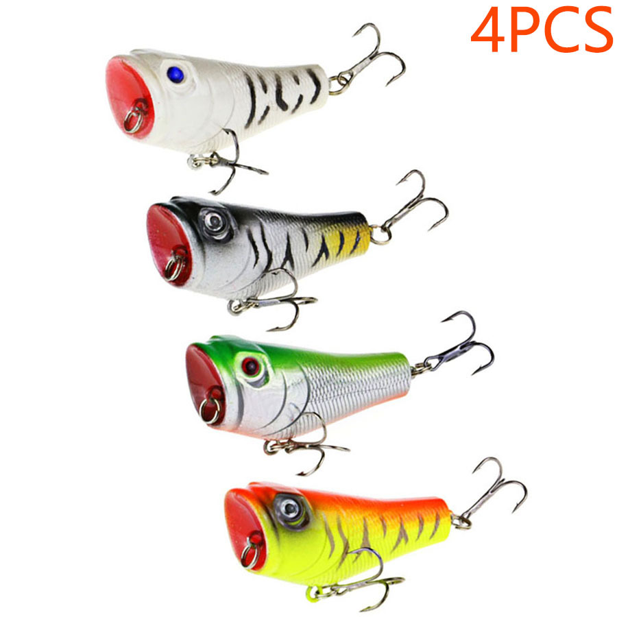 4PCS Floating Isca Popper Crankbait Fishing Lures Topwater Hard Bait Artificial Wobbler For Trolling Pike Fish Surface Swimbait
