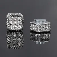 Ice Out Fake Earrings For Men Women Strong Magnet Magnetic Stainless Steel Non Piercing Hip Hop Rock Fashion Jewelry Accessories 2