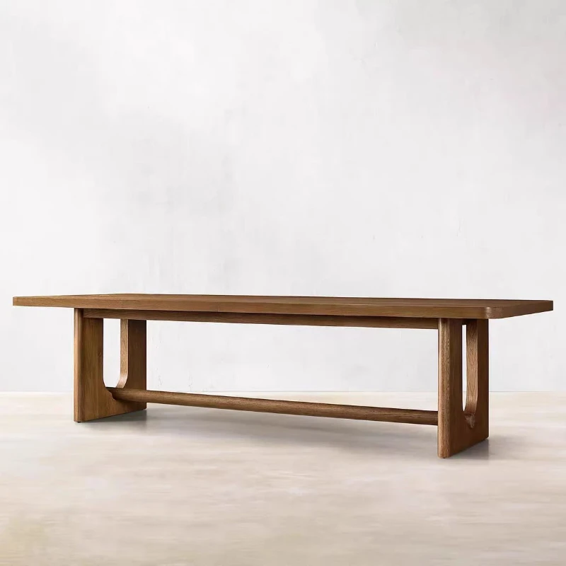 Solid wood bench table, ash wood conference table, modern minimalist bench table, log office reception
