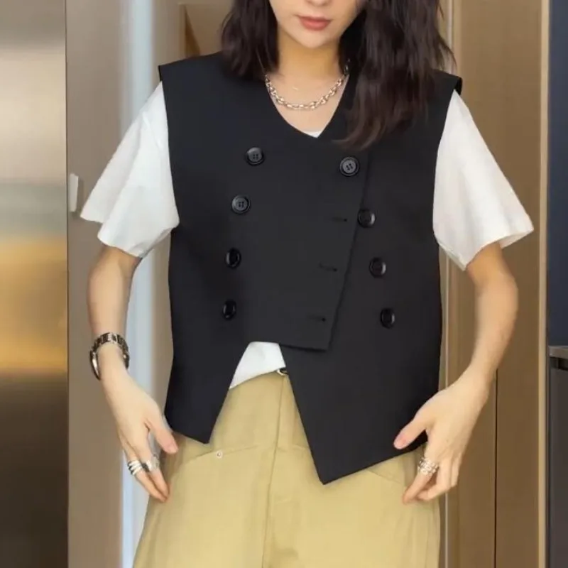

Irregular Fashion Versatile Women's 2024 Spring New Patchwork Button Solid Color Casual Office Lady Suit Vest Cardigan Tops