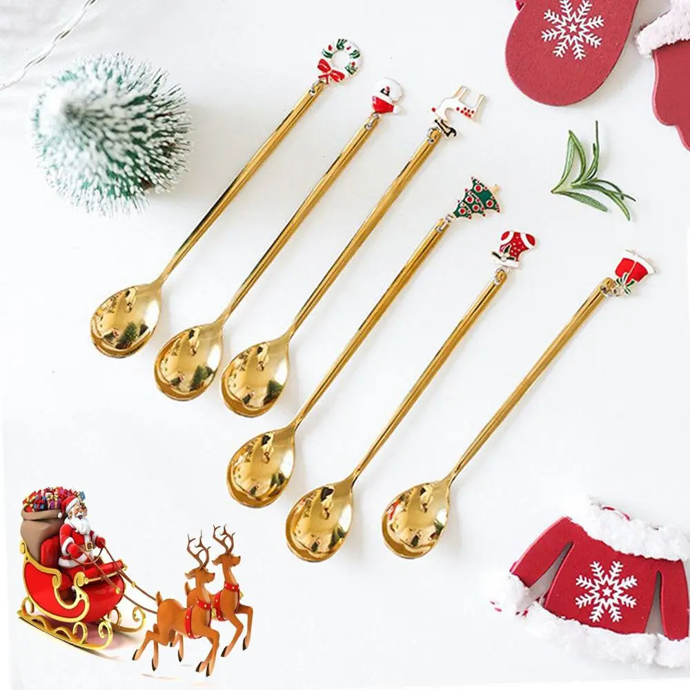 Description Picture 5 of item6PCS Coffee Spoon & Fork Sets Coffee Spoon Creative Dessert Tea Spoon Shovel Christmas Gift BoxStirring Spoon Christmas Gift