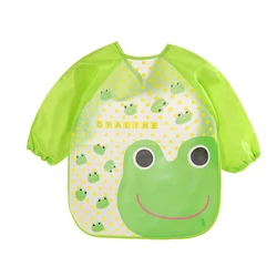 Baby Waterproof Long Sleeve Bib with Cute Cartoon Design (Frog)