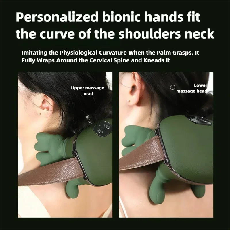 Bionic Neck Shoulder Massager Heated Back Massagers Electric Kneading Muscles Massage Pillow Neck Waist Leg Body 3-Level Modes