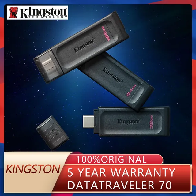 Kingston DataTraveler 70 USB-C Flash Drive, USB 3.2 Gen 1, Portable & Lightweight, DT70/64GB 128GB 256GB 1