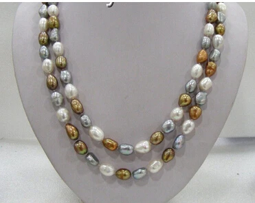 

Genuine luster 48"12mm baroque white coffee gray natural cultured pearls necklac Factory Wholesale price Women Giftword Jew