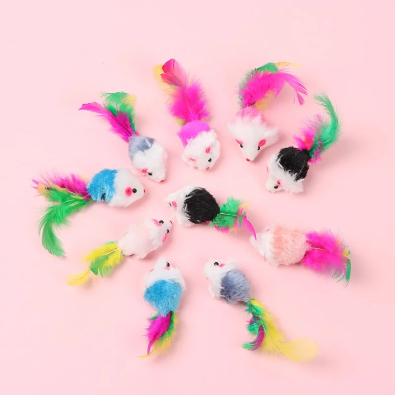 

10Pcs/Set Funny Rabbit Fur False Mouse Pet Cat Toys Mini Funny Playing Toys For Cats Kitten Pet Accessories