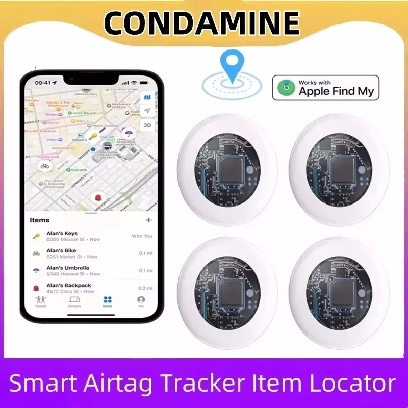 GPS Locator CONDAMINE Smart Bluetooth GPS Tracker Airtag Work with Apple Find My APP ITag Anti Lost Locator Pet Finder Air Tags for IOS