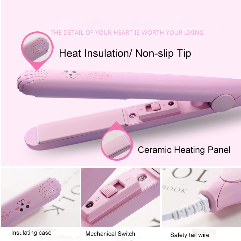 New Mini Hair Straightener Flat Iron Ceramic Curling Iron Short Hair Portable Dual-Use Curler Hair Styling Care For Traveling 5