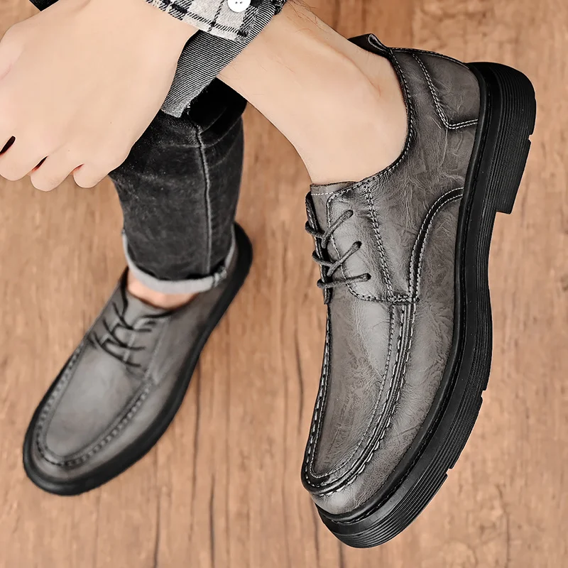 Casual Leather Shoes for Men Slip Comfy Lightweight Walking Shoes Lightweight _voghion.com