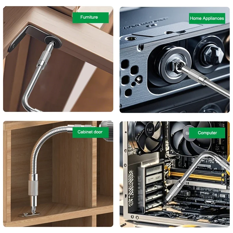 360° Turning Screwdriver Joint Electric Drill Corner Device 150/200/300mm Universal Flexible Shaft Connecting Rod Sleeve Tools