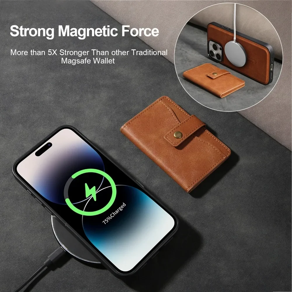 Leather MagSafe Magnetic Wallet and Card Holder Phone Case