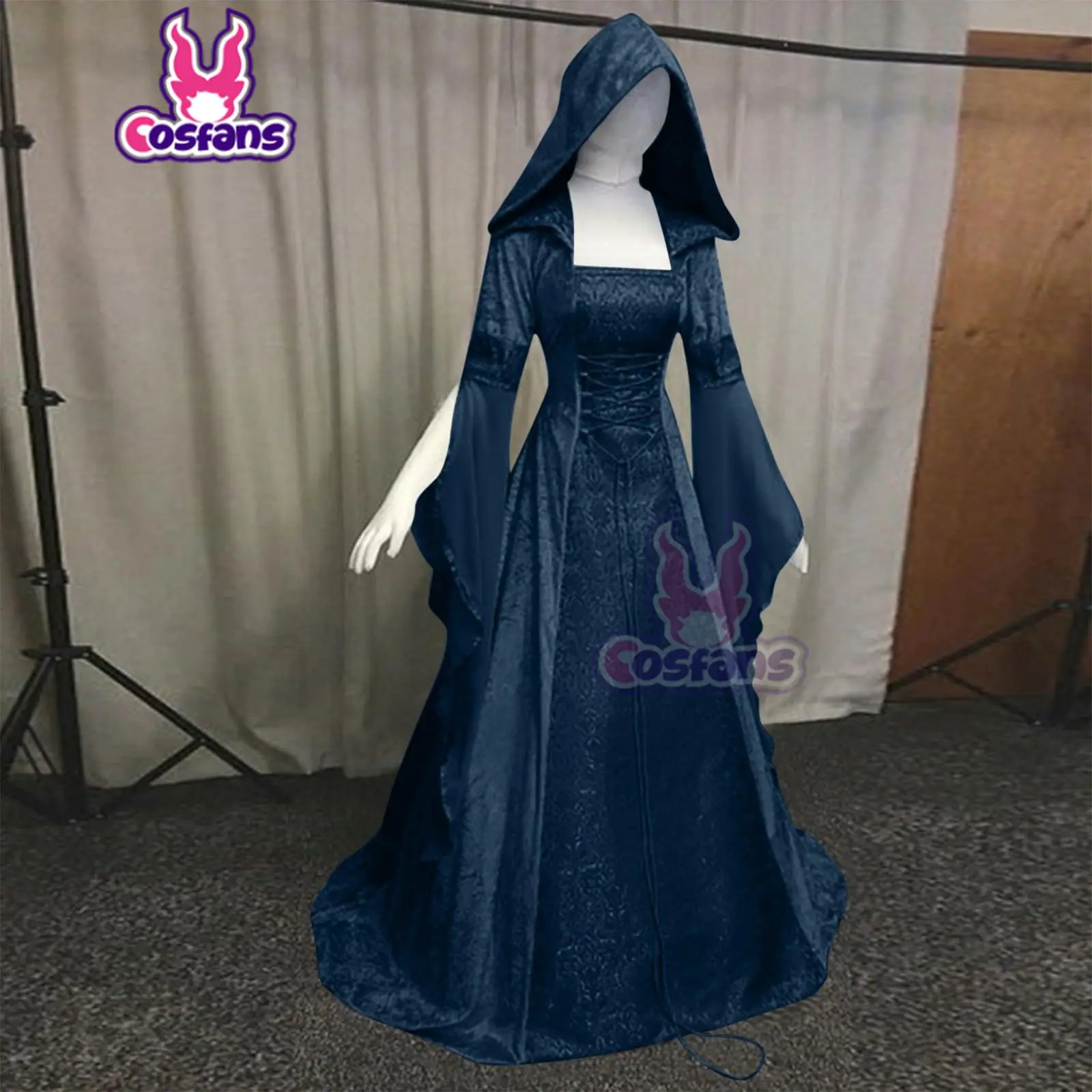 

8 colors Medieval Retro Gothic Hoodie Witch Long Skirt Luxury Women's Party Dress Cosplay Vampire Halloween Adult Costume