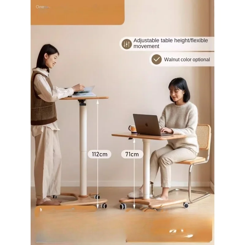 

All solid wood desk, simple modern lifting learning table, Nordic oak movable living room