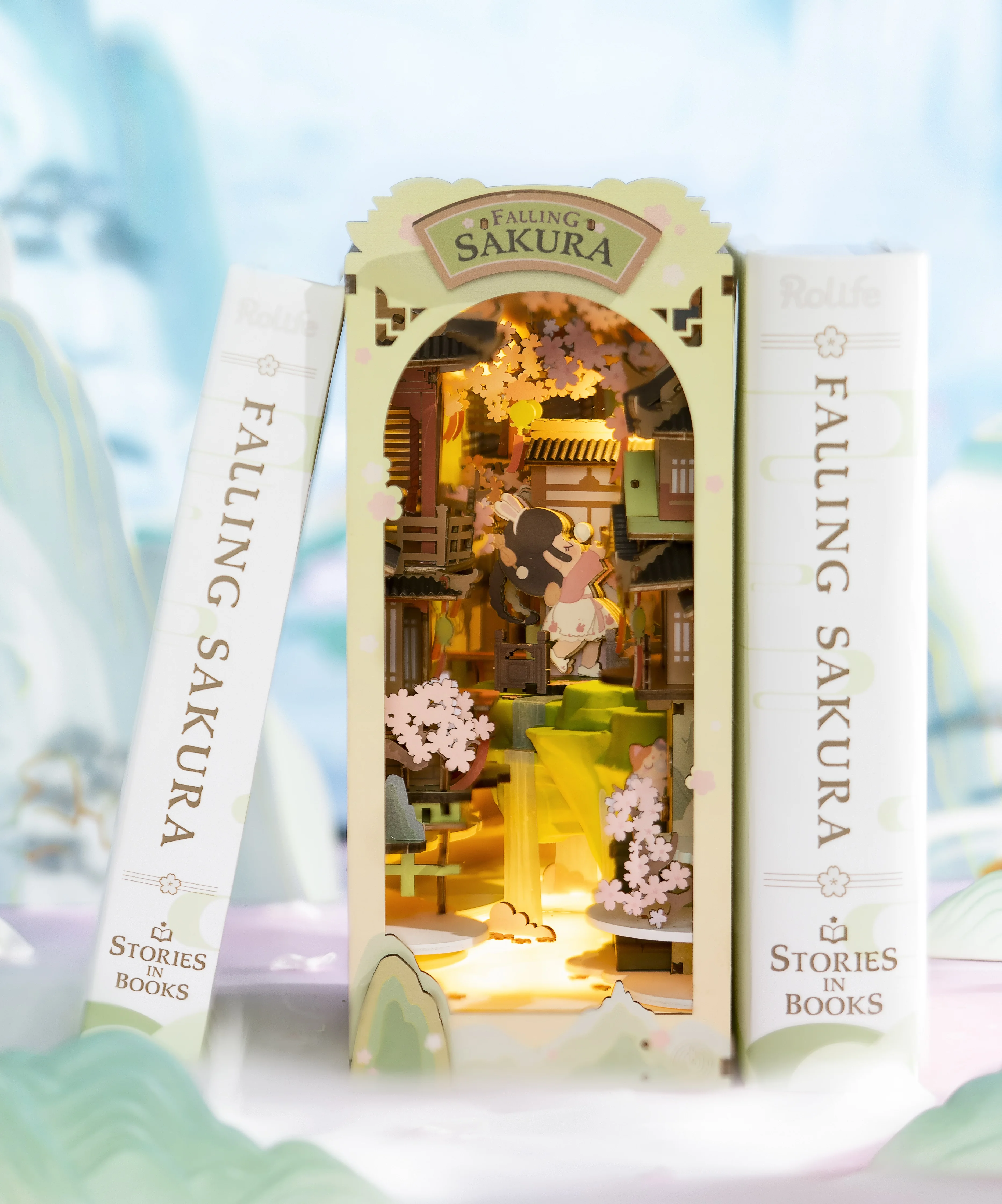 Robotime Rolife Libro Fai Da Te Angolo Che Cade Sakura Con Luci Facile Da Montare Regalo Incredibile Per Bambino Tgb05