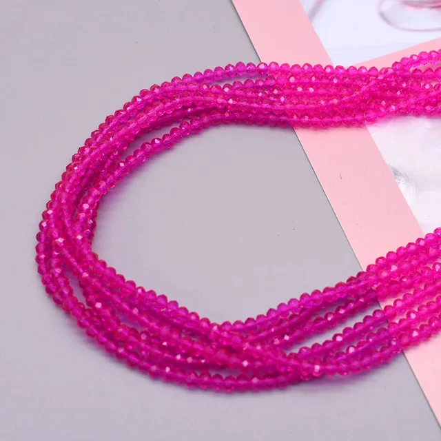 1 2 3 4mm Rose Red Dyeing Rondelle Crystal Glass Beads Flat Faceted Loose Spacer Glass Beads for Jewelry Making Jewelry DIY 12