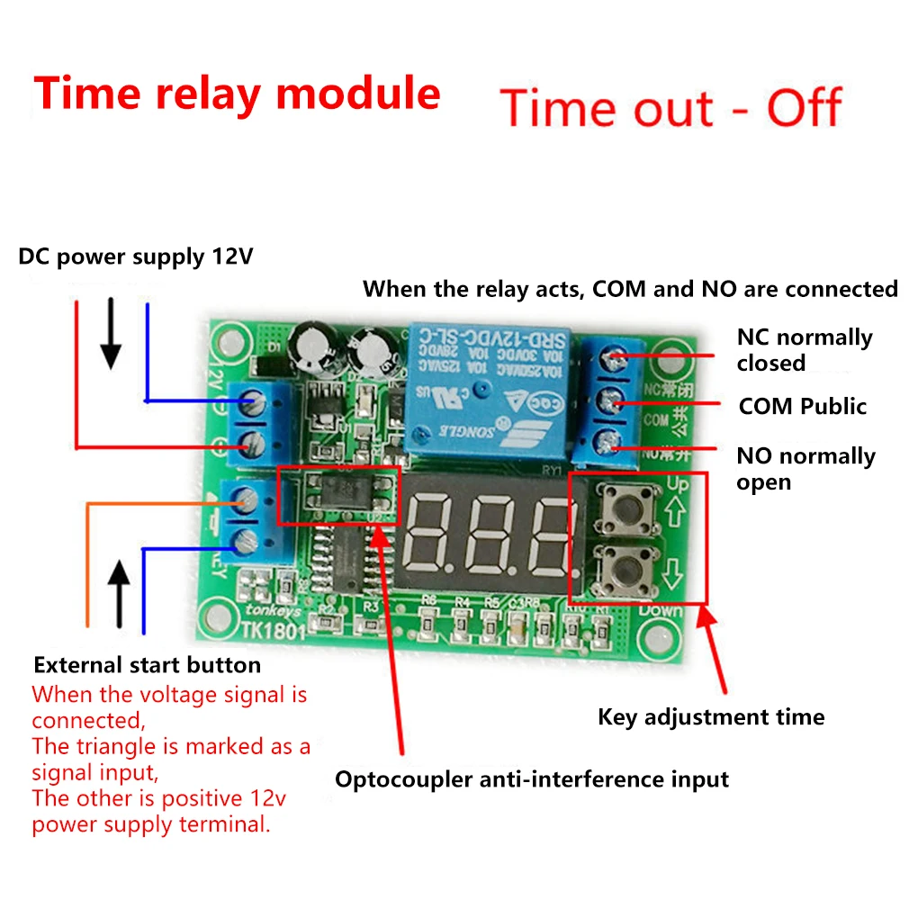 

Digital Relay Switch Control Board Relays Module Voltage Protection Detector Charging Discharge Monitor 12V 1-999s