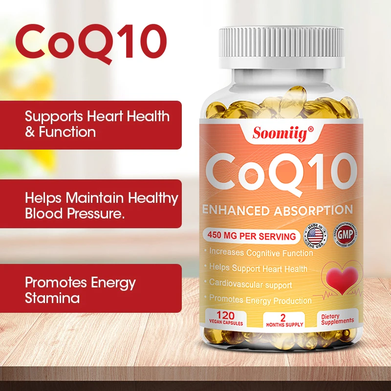 CoQ10 Softgels Super Absorption CoQ10 Supplement Antioxidant Protects Heart Health and Blood Vessels