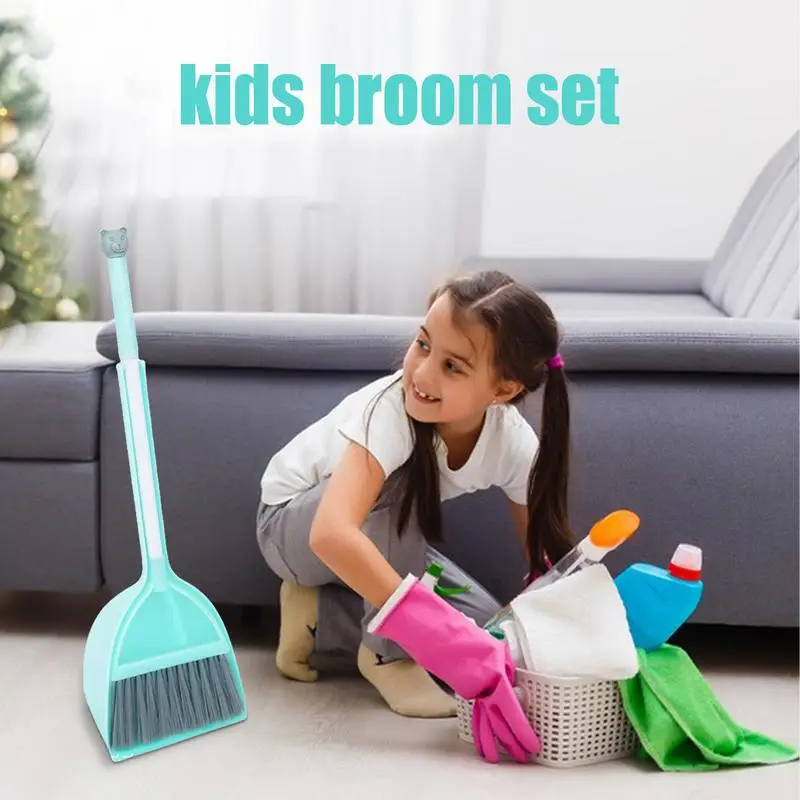 Broom And Dustpan Housekeeping Pretend Play Set Children Cleaning Tool For Boy Girl Toddler Play Toys