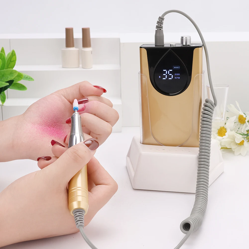 9가지 색상 코어리스 모터 65W 핸들 35000RPM 휴대용 고토크 네일 드릴 머신 보호 쉘 포함 35K 강력 샌더