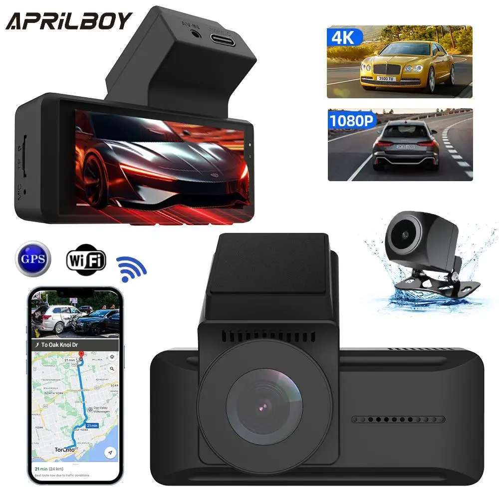 

Aprilboy Dash Cam 4K Mini Car DVR Video Recorder Front Camera Dual Lens Dashcam Rearview Camera Night Vision 24H Parking For Car