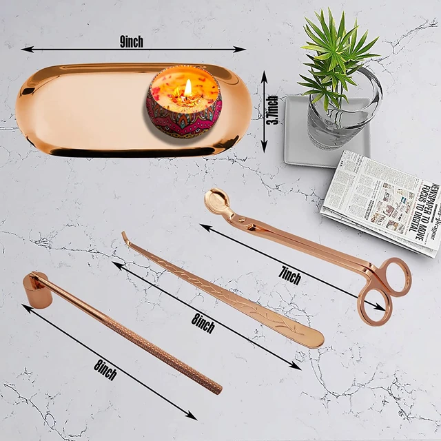 Candle Candle Accessory Set Cutter Tools Snuffer Dipper Scissors Hook  Candlewick for Candle Making Candle Lovers Gift - Rose gold