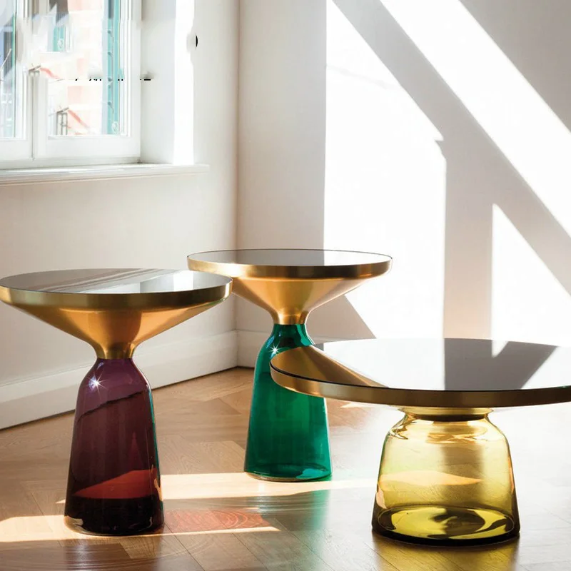 

Nordic simple small side a few net red color transparent glass bell coffee table living room creative corner several